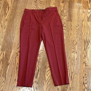 Theory Women's Light Cranberry Travel Wool Cropped Pants